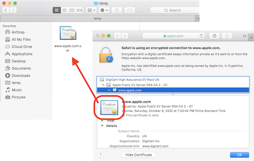 Apple Safari - Export Website Certificate