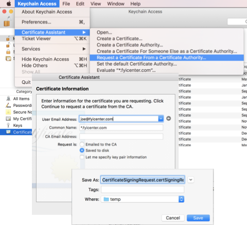 Certificate Assistant - CSR (Certificate Signing Request)
