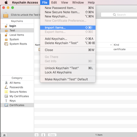 Keychain Access - Import Root CA Certificates