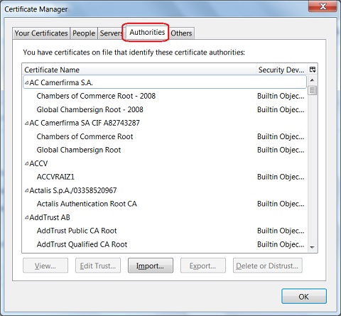 Firefox 9 - List of root CA Certificates