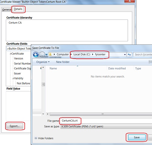Firefox 47 - Save Certificate to File