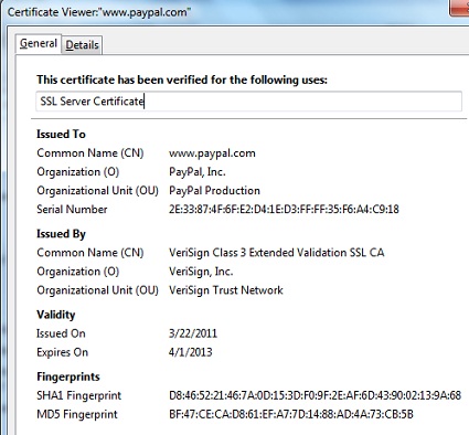 Firefox 47 - Server Certificate - General Info