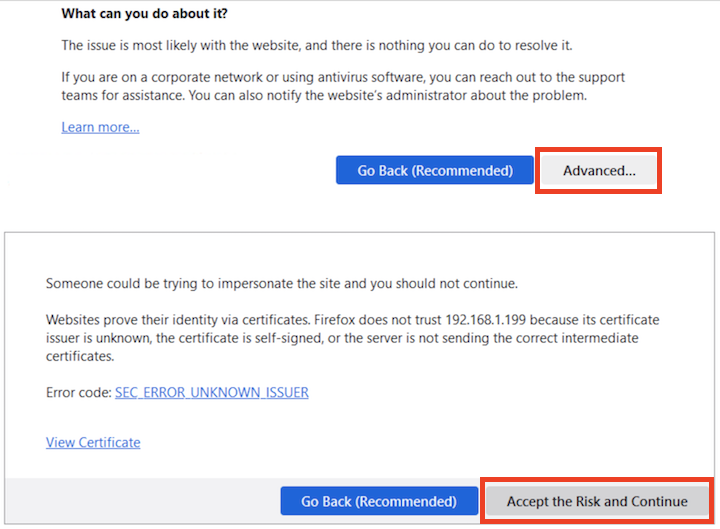 Ignore 'Potential Security Risk Ahead' Warning