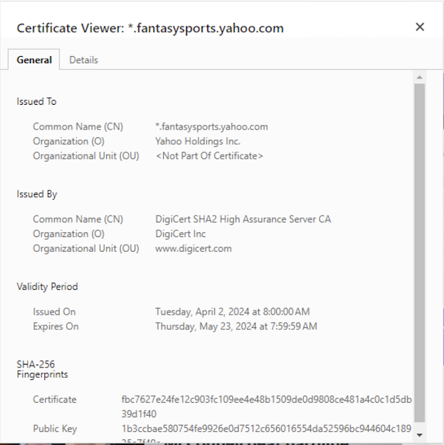 Access Website Certificate in Google Chrome 124