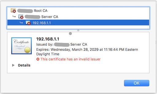 Certificate with Invalid Issuer