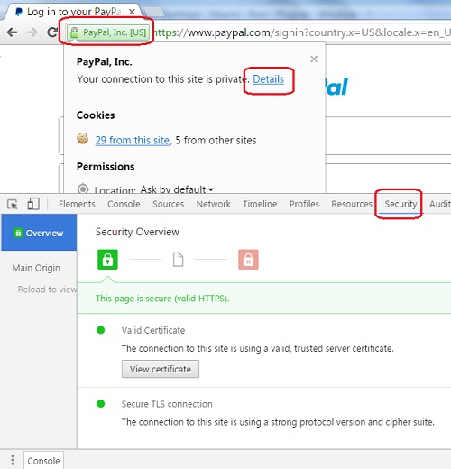 Google Chrome 51 - Page Security Info