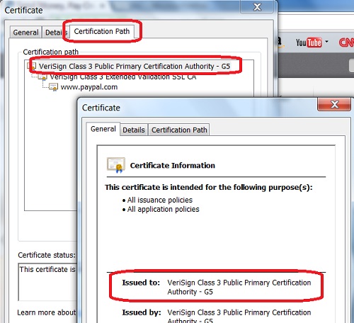 Google Chrome - View Server Certification Path
