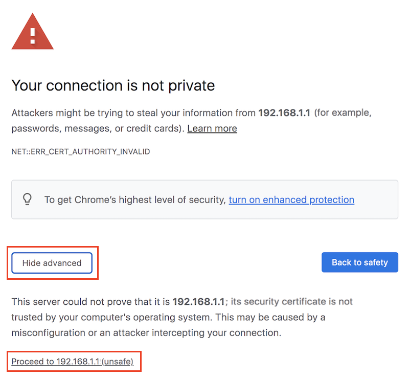 Ignore 'Your connection is not private' Error