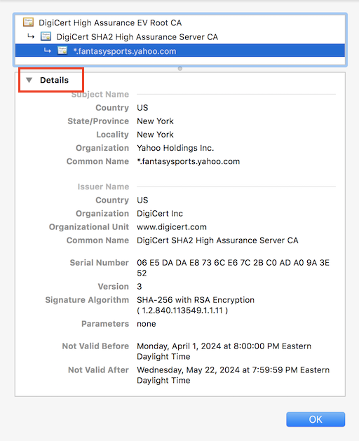 View Certificate Details in Google Chrome 103
