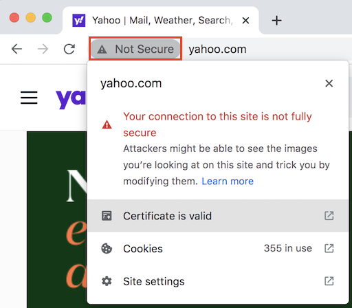 'site is not fully secure' Warning