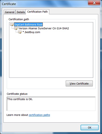 IE - View Server Certificate Path