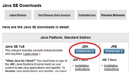 Selecting Java SE to Download