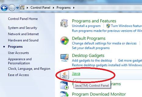 Java Control Panel