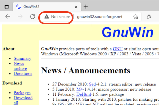 Microsoft Edge - Website without Certificate