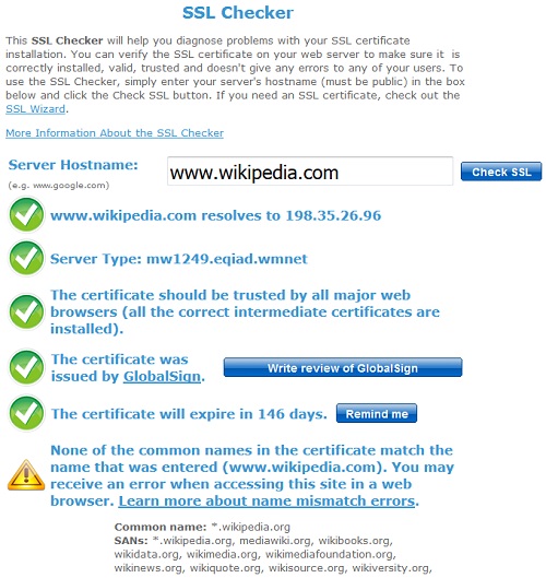 sslshopper SSL Checker Failed Example